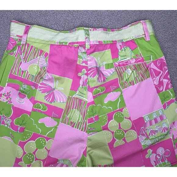 Vintage Lilly Pulitzer Golf Pants Size 0 Pink Green Retro White Label Patchwork - Picture 3 of 14